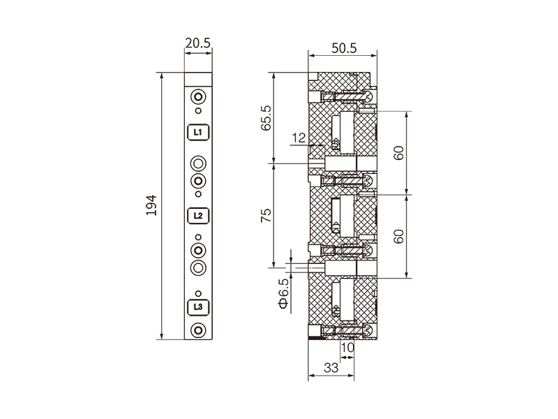 DN52495的外形尺寸信息 金萊勒DN52495母線支架外形尺寸圖.jpg