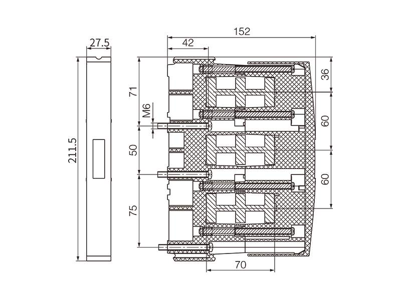 DN52232的外形尺寸信息 金萊勒DN52232母線支架外形尺寸圖.jpg
